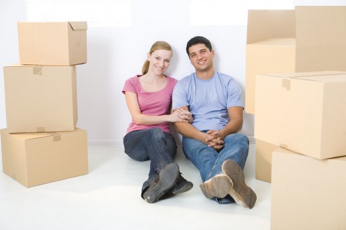 Local house movers handling furniture and boxes carefully
