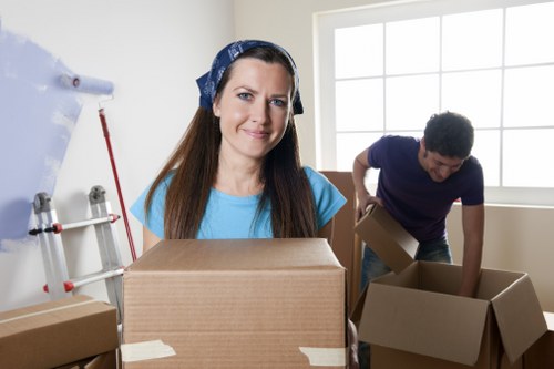 Careful unloading of boxes and furniture at a new home