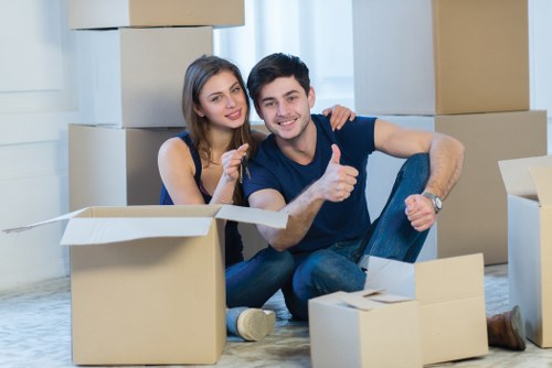 Packed boxes and furniture ready for a move in Chislehurst