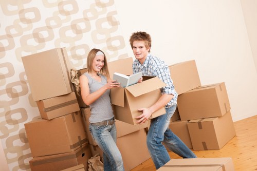 Local team managing a structured office move with packing and transport